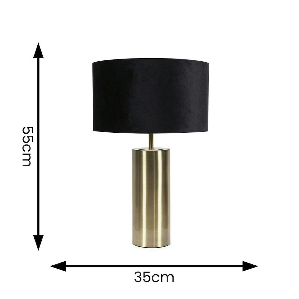 image 1 of ValueLights Lexy Antique Brass Dimmable Table Lamp Black Velvet Shade and Bulb