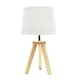 image 3 of ValueLights Jackson Natural Wood Tripod Table Lamp with Fabric Shade