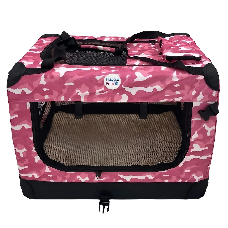 image 1 of HugglePets Fabric Crate Foldable Pet Carrier Multi | S