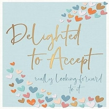 Words 'n' Wishes Wedding Day Acceptance Card, Delighted to Accept, 18.1 x 13.2 cms, Blue