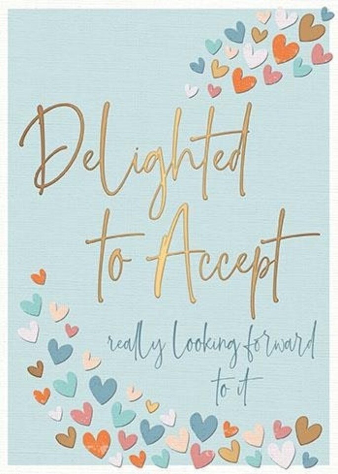 image 1 of Words 'n' Wishes Wedding Day Acceptance Card, Delighted to Accept, 18.1 x 13.2 cms, Blue