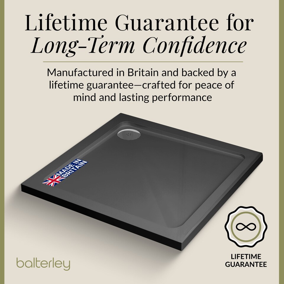 image 1 of Balterley Premium Square Shower Tray | Grey | Grey Slate | 1