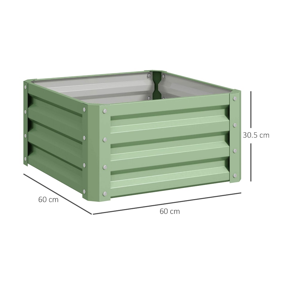image 1 of Outsunny Set of 2 Raised Garden Bed Galvanised Planter Box, Light Green | Green