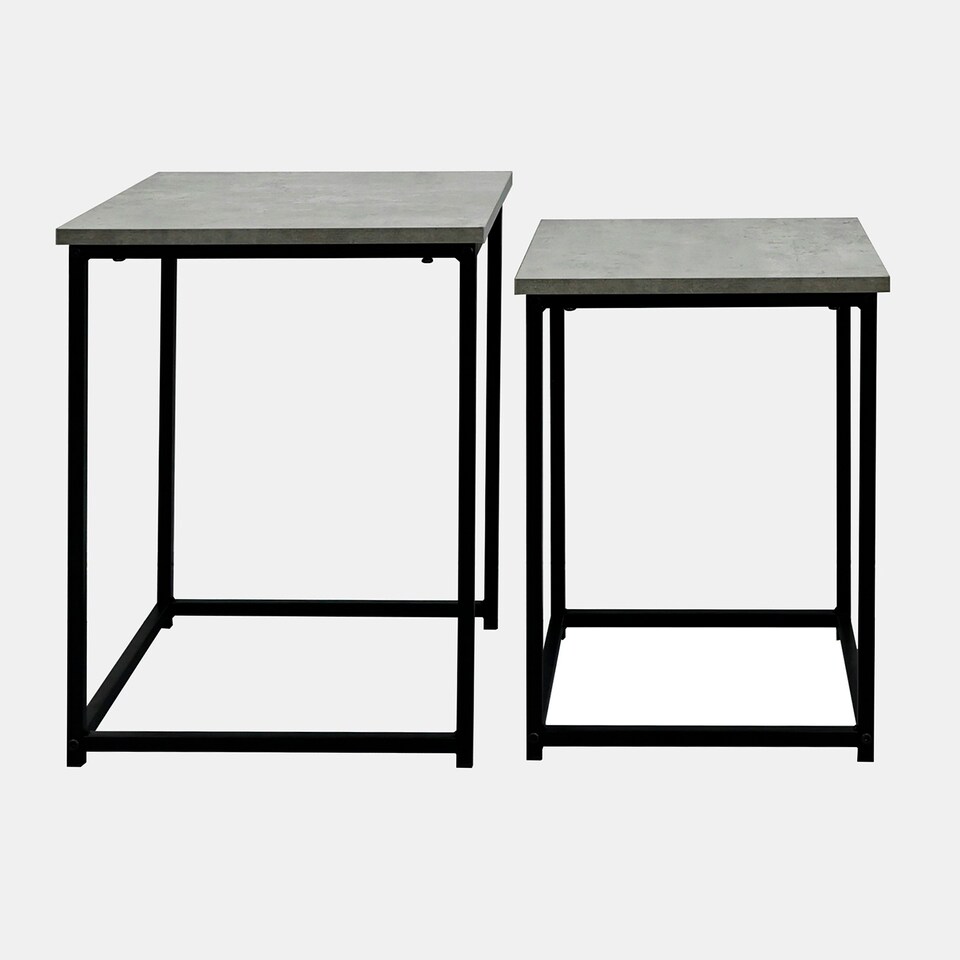 image 1 of OHS 2 Piece Wood Top Modern Home Decor Side End Coffee Nest Of Tables White | Marble