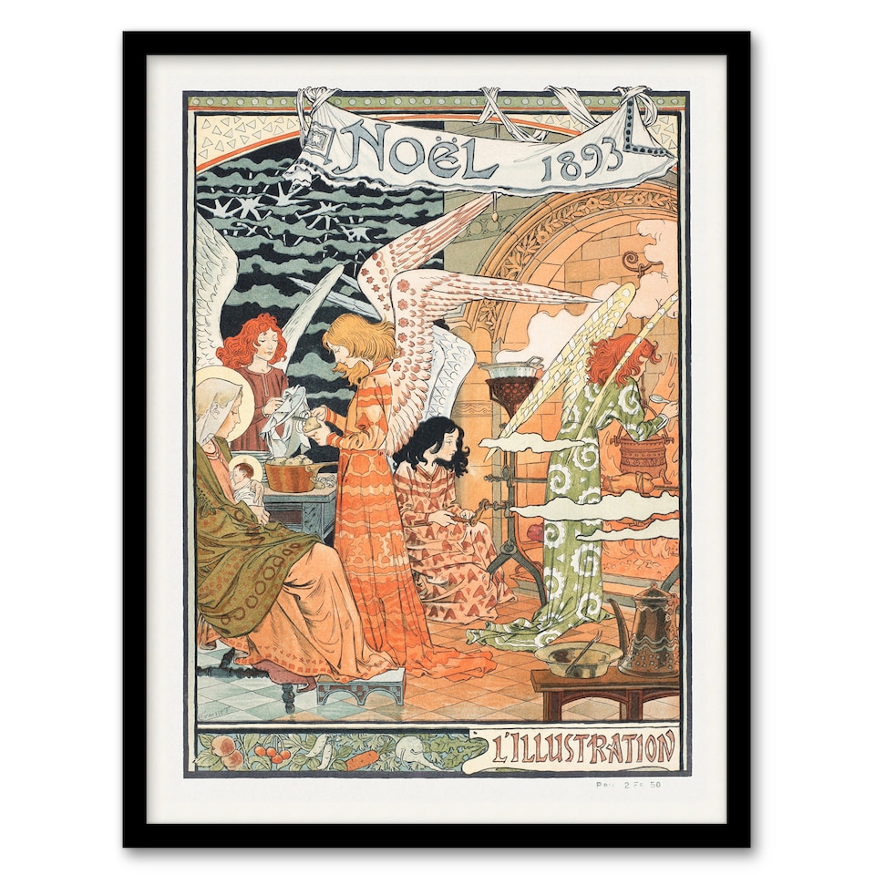 image 1 of Illustration Newspaper 1893 Christmas Grasset Framed Wall Art Print 12X16"