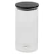 image 2 of Clear Glass Cylinder Storage Jars With Black Lid Airtight Coffee Tea Sugar Spice | Clear | Clear | Single 800ml Jar
