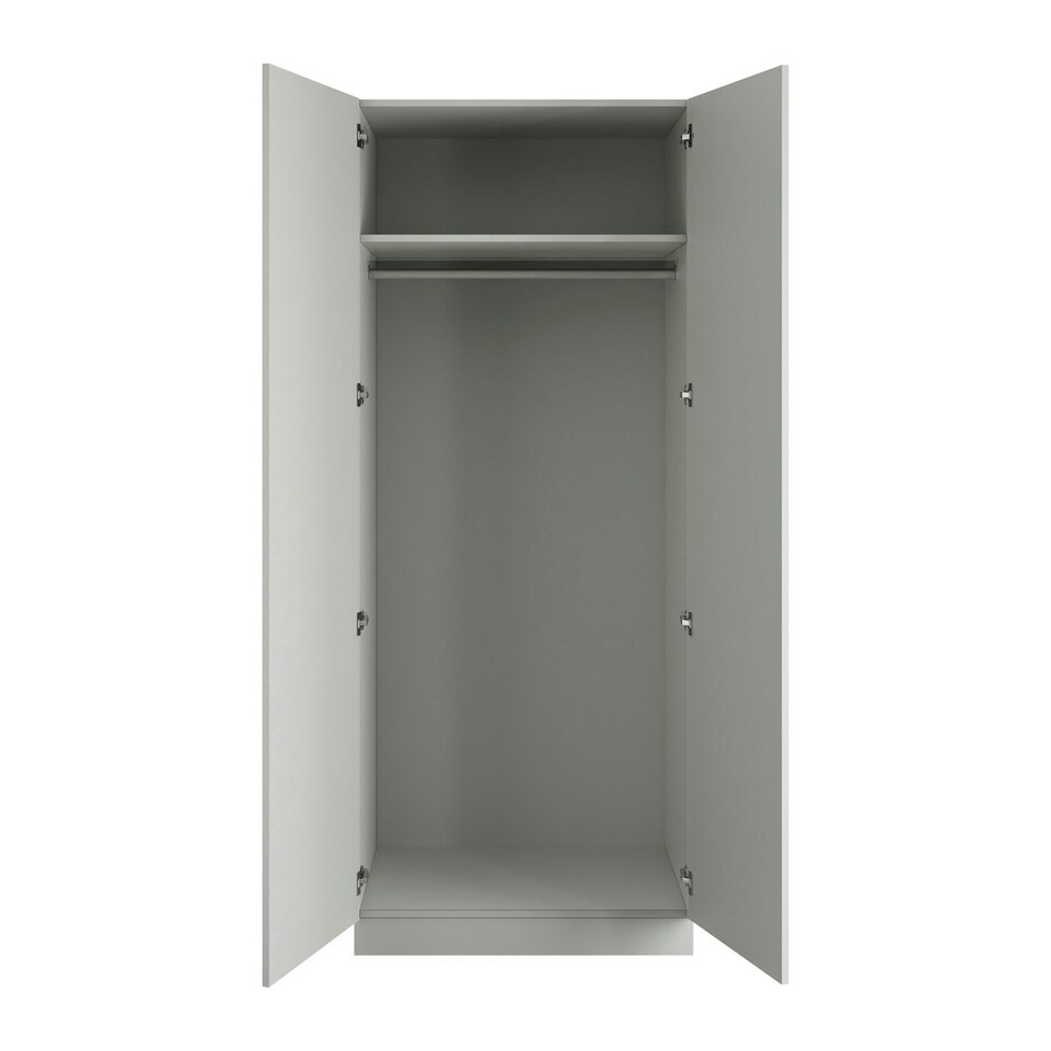 image 1 of Slab Light Grey Double Wardrobe with Single Rail Grey