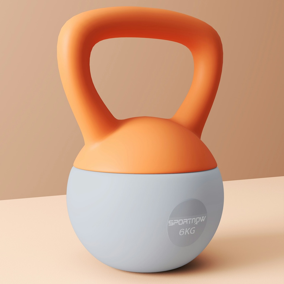 image 1 of SPORTNOW 8KG Kettlebell with Soft Body and Non-Slip Handle, Yellow and Grey Orange | 6