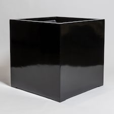 Primrose Black Gloss Polystone Square Cube Planter 50cm