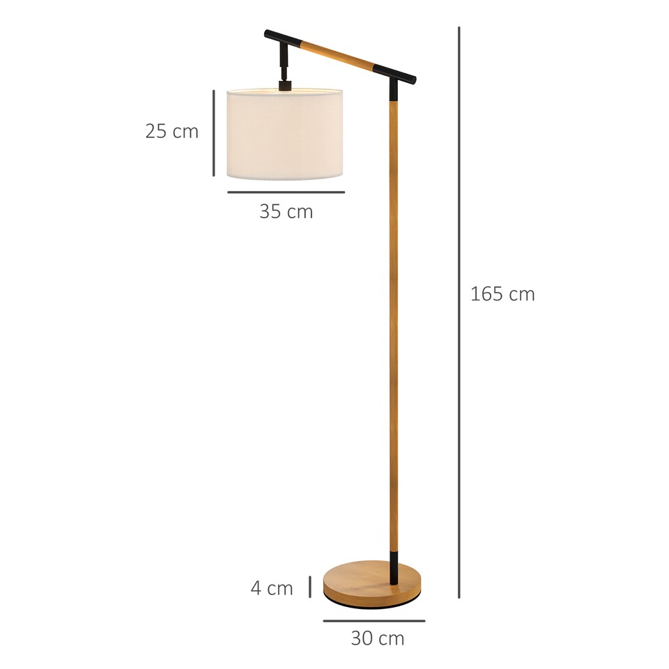 image 1 of HOMCOM Modern Floor Lamps for Living Room with Rotating Lampshade, Standing Lamp for Bedroom, LED Bulb Included, Brown