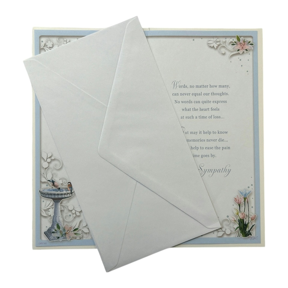 image 1 of From Both of Us Birdbath Fountain Design Sympathy Opacity Card