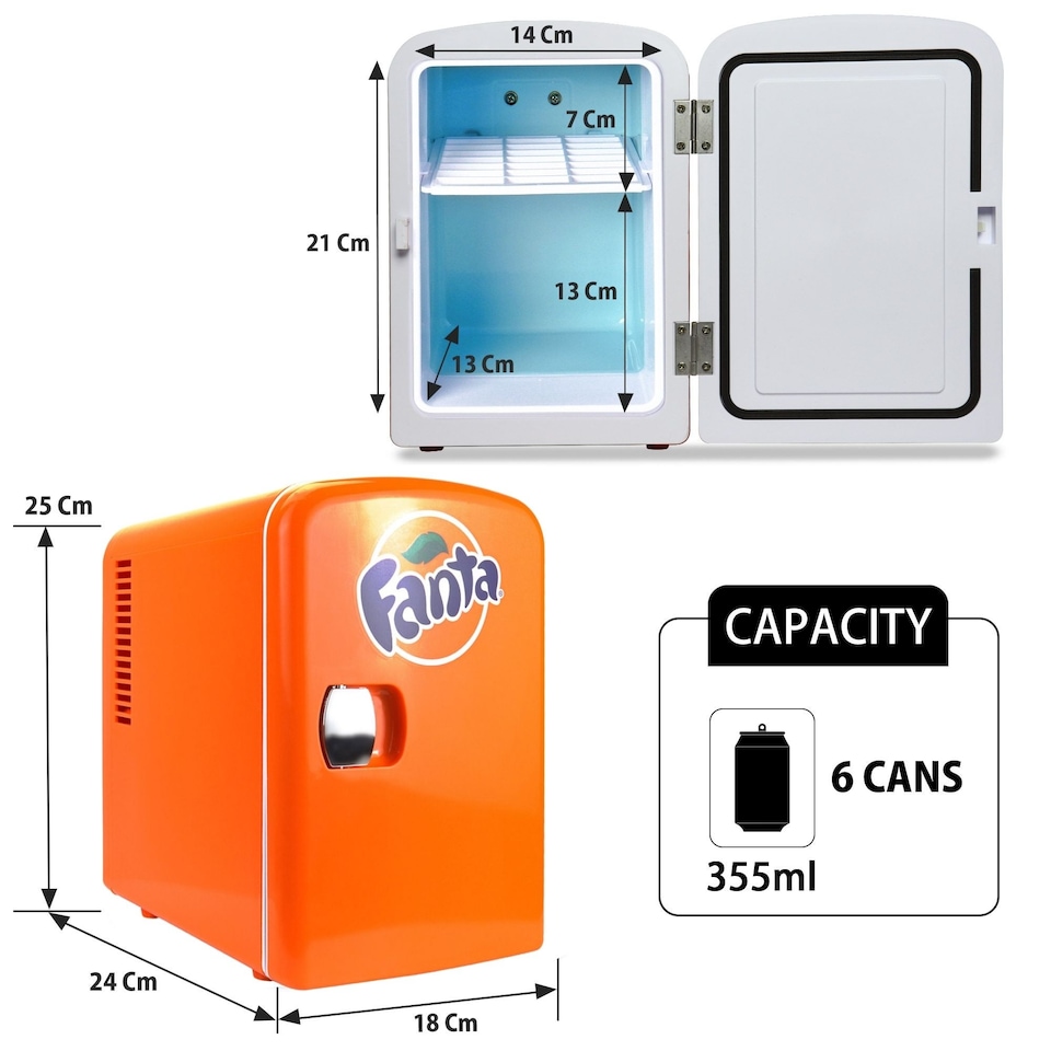 image 1 of Coca-Cola Fanta 4L Cooler/Warmer 12V DC 230V AC Mini Fridge, Orange