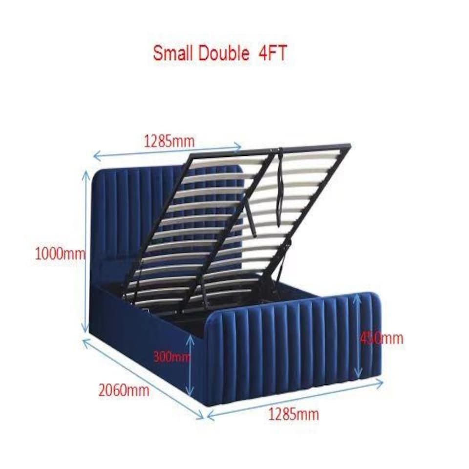image 1 of Ottoman Storage Bed blue 4ft Double velvet bed gas lift up Storage Bed bedroom furniture