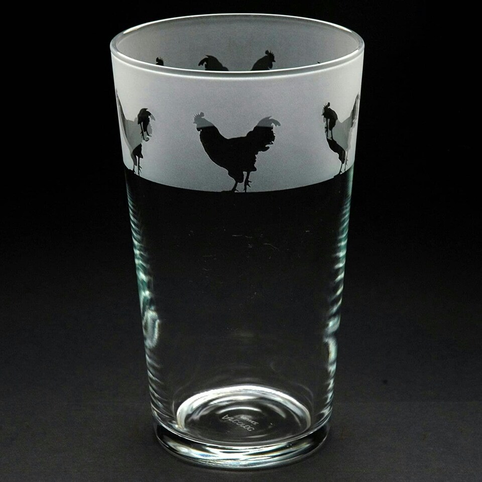 Animo Glass Etched Pint Glass Cockerel
