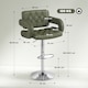 image 5 of HOMCOM Swivel Bar Stool with Extra Large Seat, PU Leather Upholstered Adjustable Barstool with Back, Arm and Footrest, Breakfast Bar Chair for Bistro, Kitchen, Green | Green | Green
