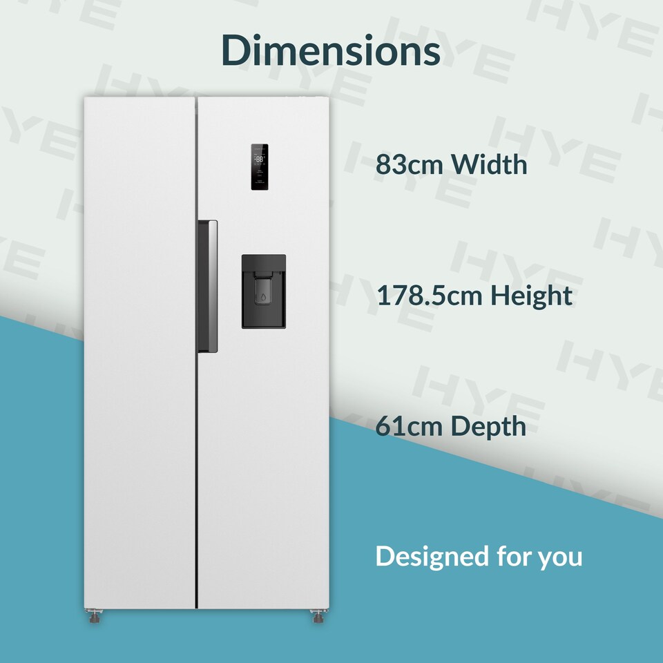 image 1 of HYE 444 Litre Frost Free American Fridge Freezer with Non-Plumbed Water Dispenser, 83cm, White - RF01AMWD460W03