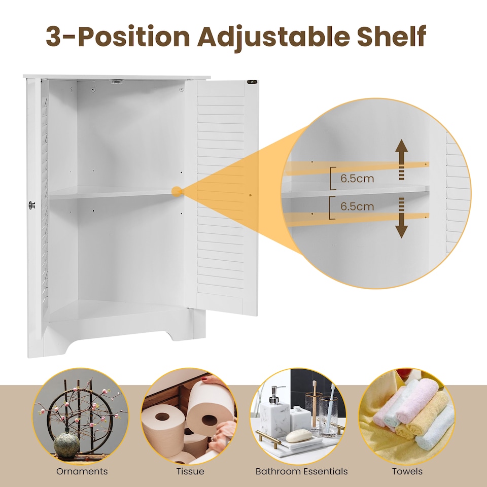 image 1 of COSTWAY Corner Bathroom Storage Cabinet Display Unit