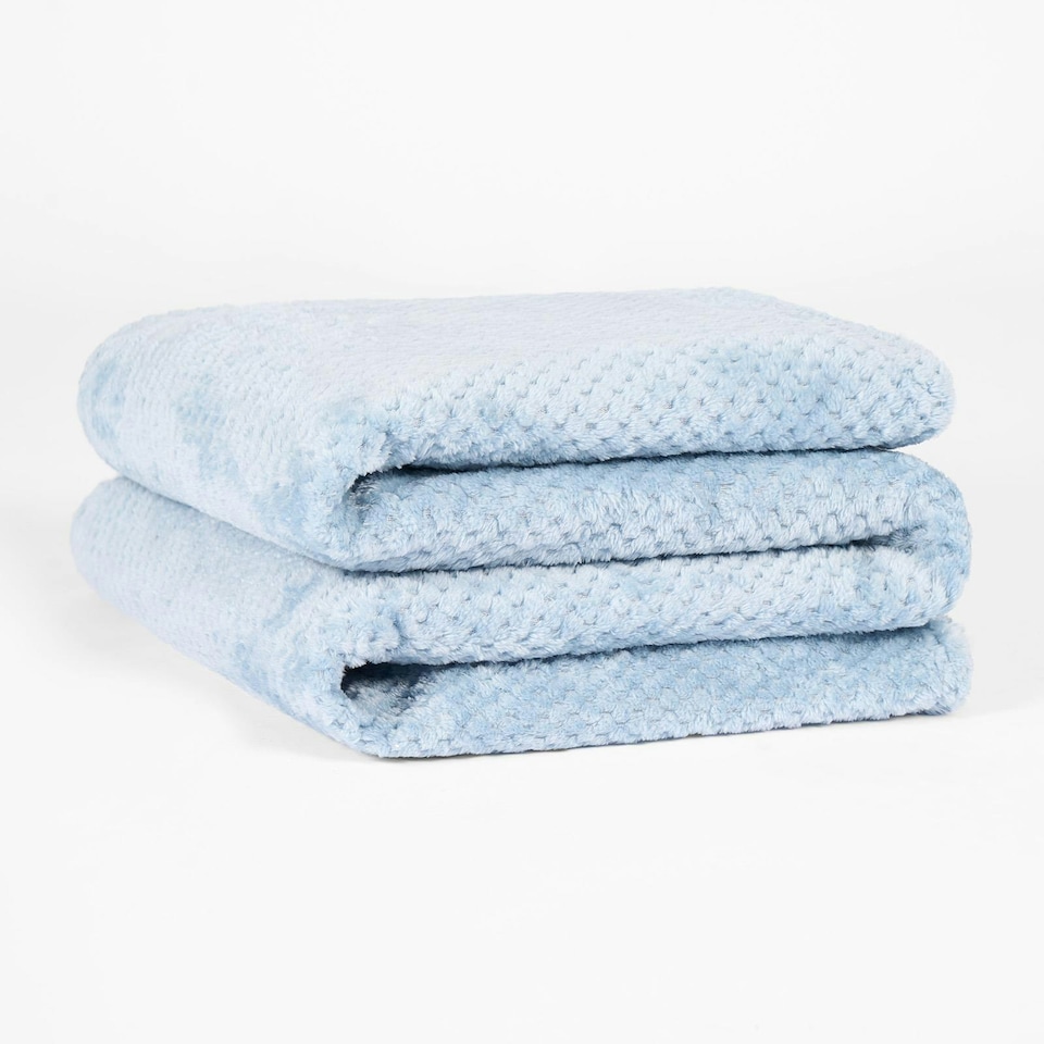 image 1 of OHS Luxury Soft Waffle Honeycomb Mink Warm Blanket, 150x200cm - Blue
