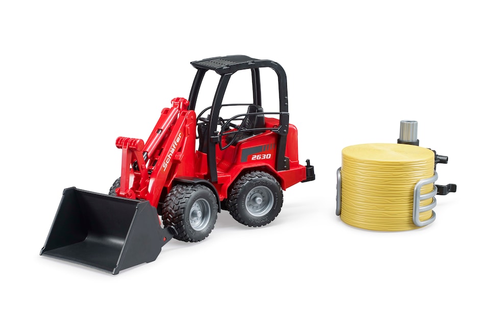 image 1 of Bruder Sch ffer Compact loader 2630 with bale gripper 1 round bale Construction Loader Model
