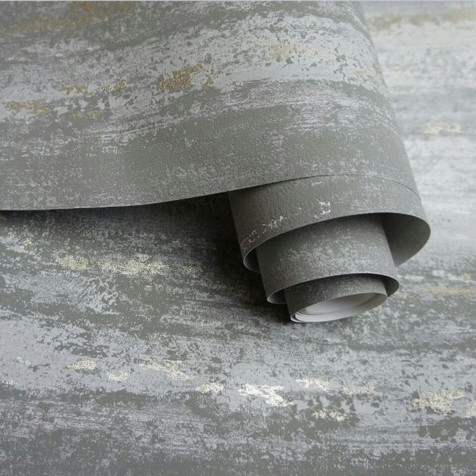 image 1 of Holden Décor Vesuvius Distressed Textured Wallpaper - Grey - 32ft x 21in Grey