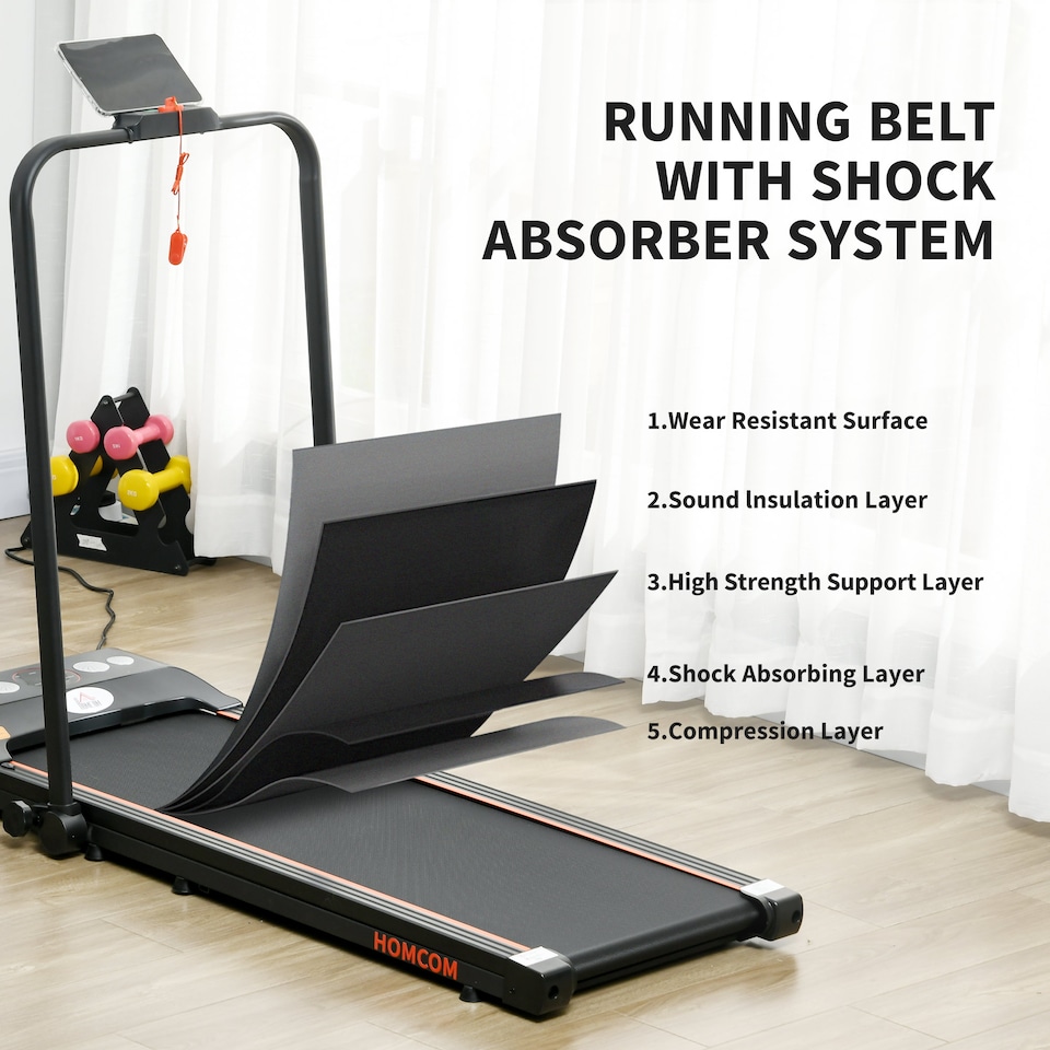 image 1 of HOMCOM Foldable Walking Treadmill with LED Display, Orange