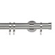 image 1 of 35mm Fixed Length Metal Curtain Pole Set Chrome End Cap Finial 240cm | Silver | Silver