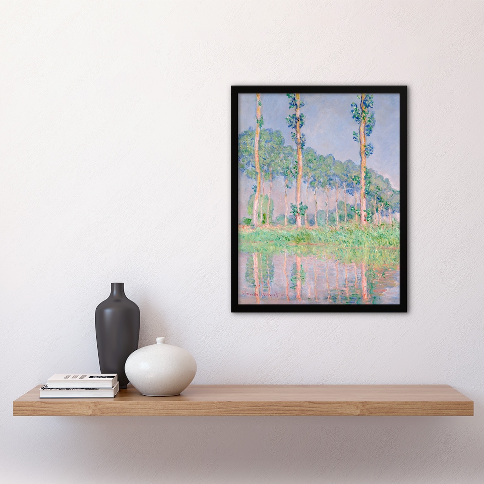 image 1 of Claude Monet Framed Wall Art Print Poplars Pink Effect Landscape Home Décor