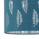 image 2 of Aura - Satin Brass Table Lamp with Teal Fern Cut Out Silver Shade