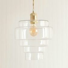 ValueLights Lane Clear Glass 5 Tier Layered Easy Fit Ceiling Pendant Lamp Shade with Bulb Clear