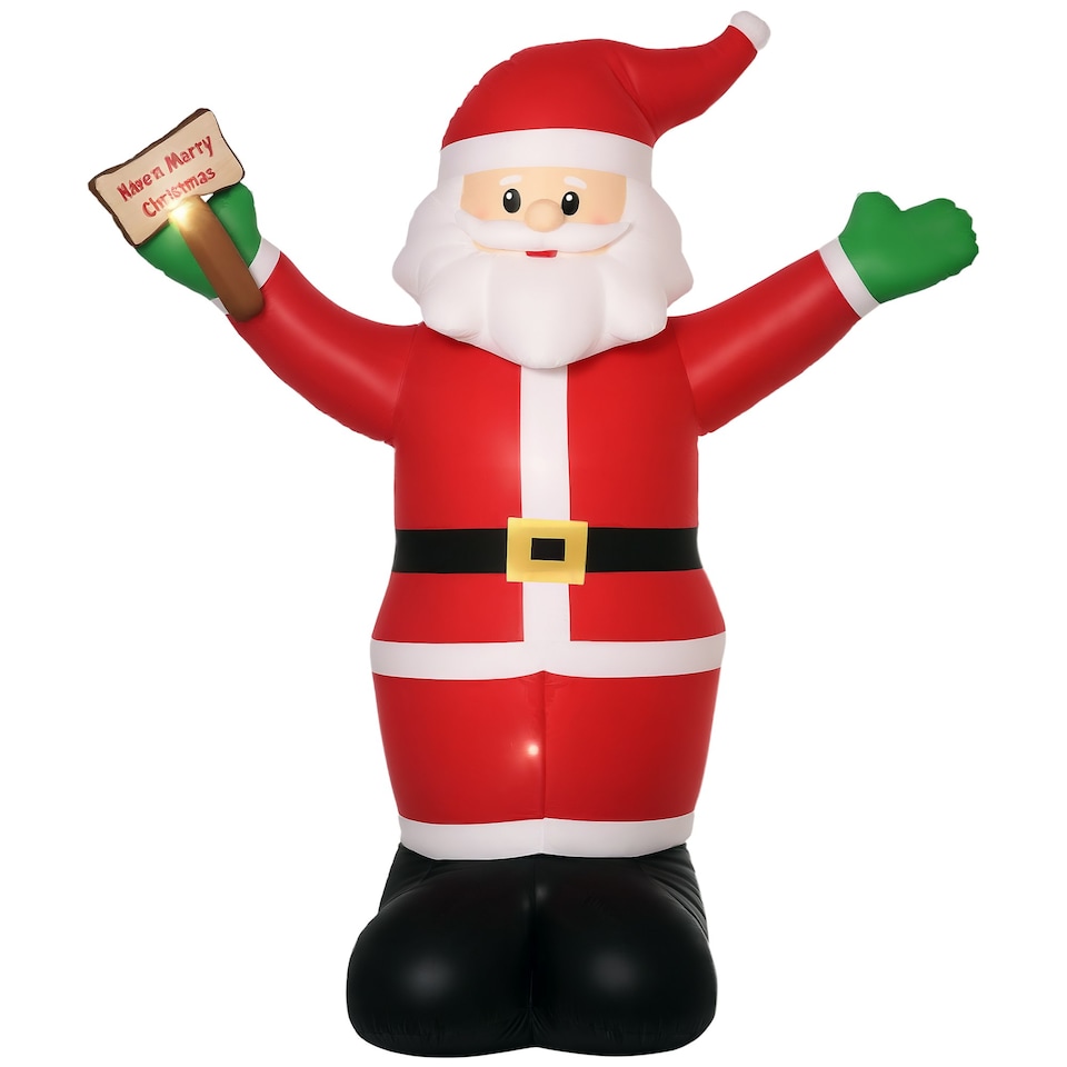 image 1 of Outsunny 8' Inflatable Christmas Santa Claus Holds Light Sign of Blessings LED
