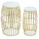 image 1 of Jolie Set Of Two Round Table With White Marble And Gold Frame Gold