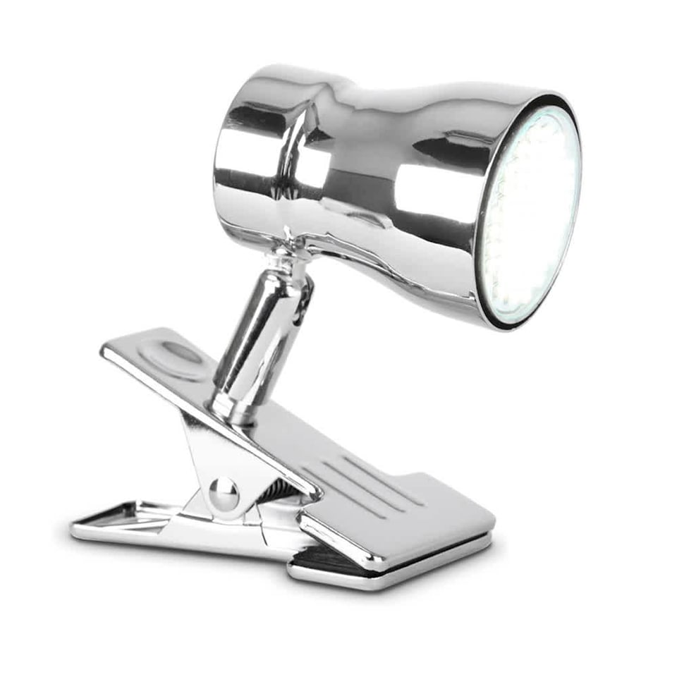 image 1 of ValueLights Clip-On Spotlight Chrome Silver Spotlight and Bulb