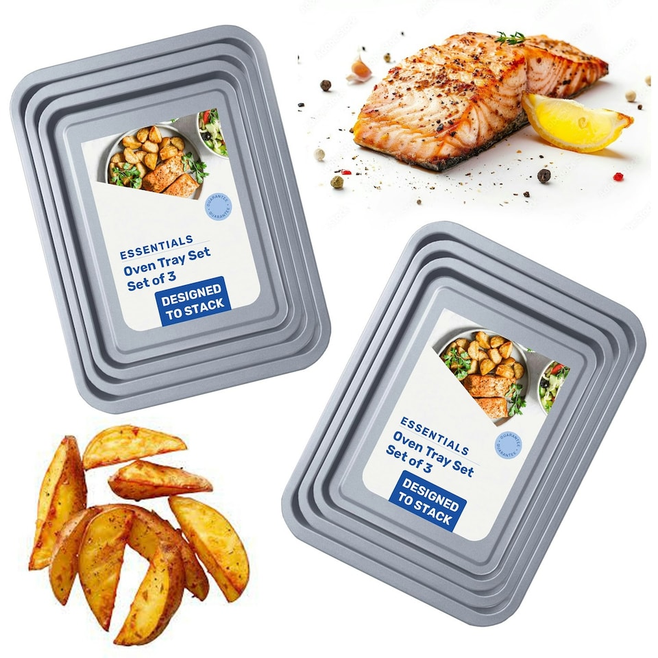 image 1 of Easy to Clean 6 Pack Non-Stick Oven Baking Tray Set 35cm x 31cm & 28cm