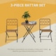 image 3 of Outsunny 3 PCS Folding Rattan Wicker Bistro Set, Coffee Table Set