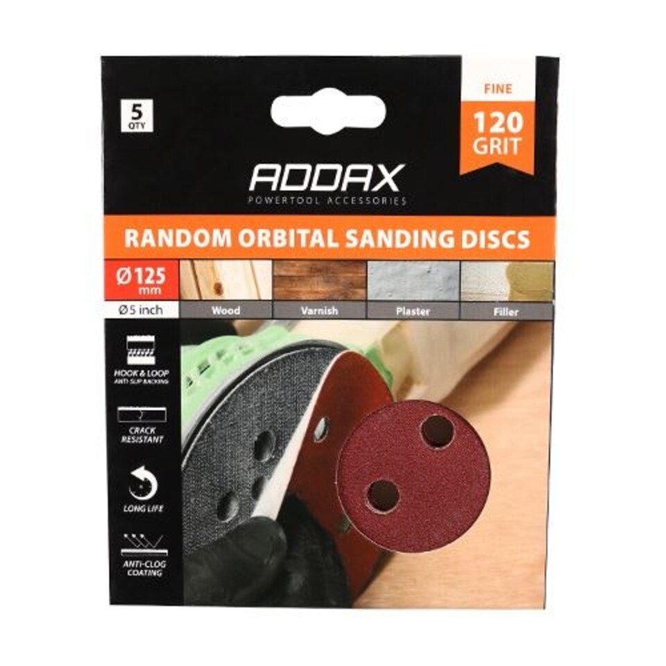image 1 of Timco - Random Orbital Sanding Discs - 120 Grit - Red (Size 125mm - 5 Pieces)
