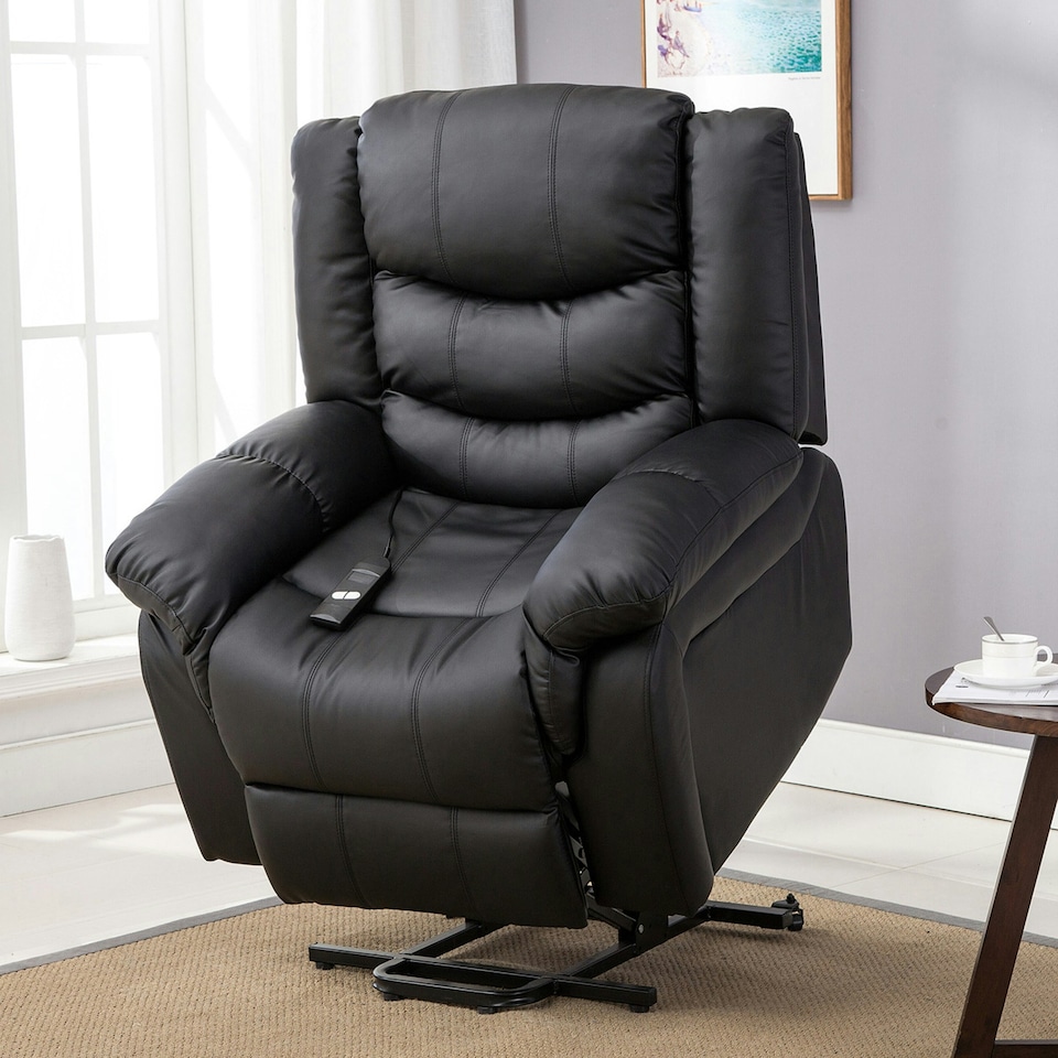 image 1 of Seattle Electric Single Motor Rise Recliner Bonded Leather Chair (Black)