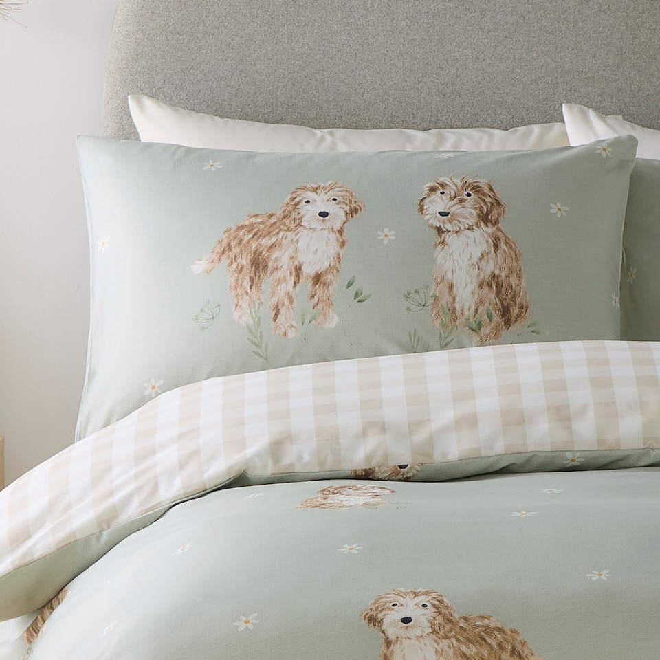 image 1 of Fusion Hattie The Cockapoo Duvet Cover Set Green