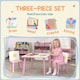 image 3 of AIYAPLAY 3-Piece Kids Table and Chair Sets, Kids Table with 2 Chairs Set Furniture with Star Pattern for Boys and Girls, Bedroom, Nursery, Playroom, Pink | Pink