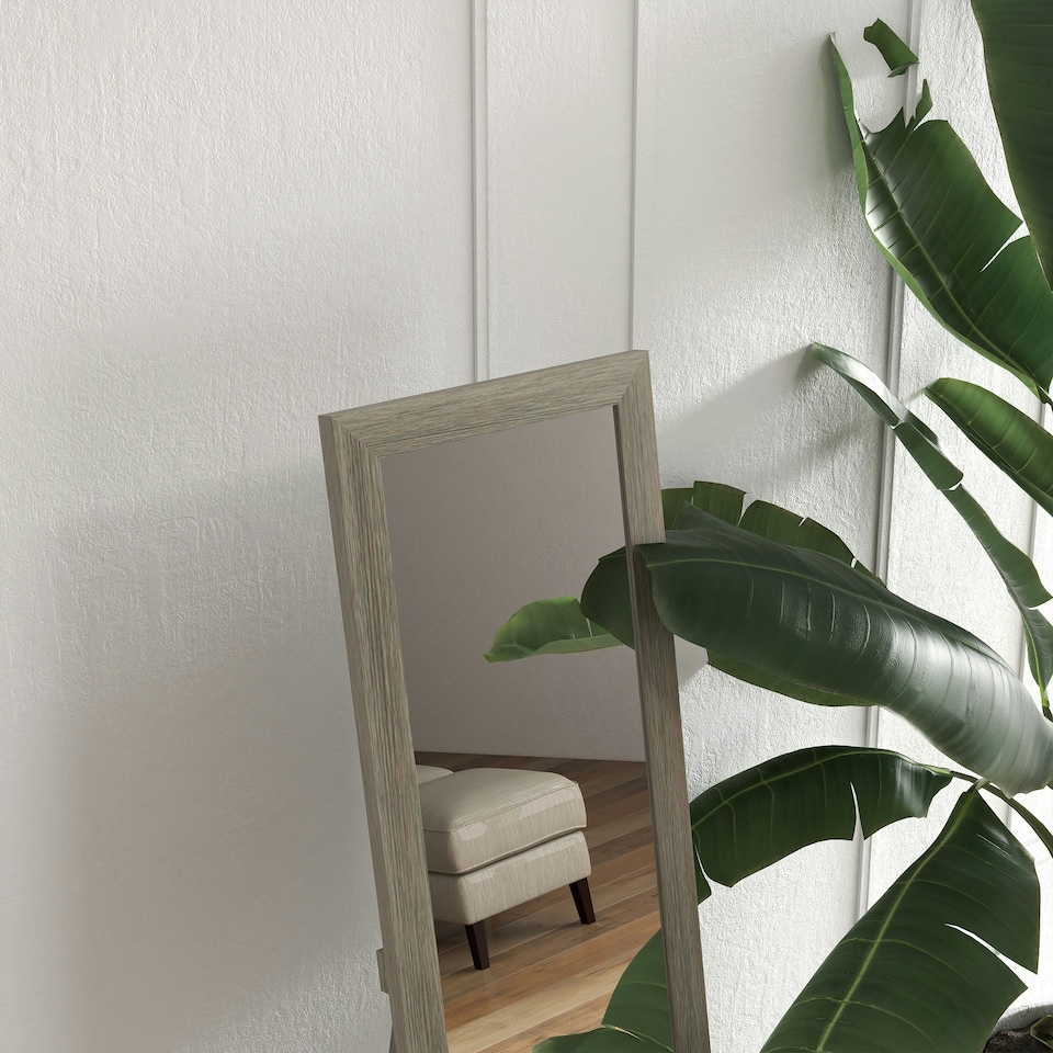 image 1 of HOMCOM Full Length Mirror Farmhouse Wall Mirror Hanging Freestanding Grey