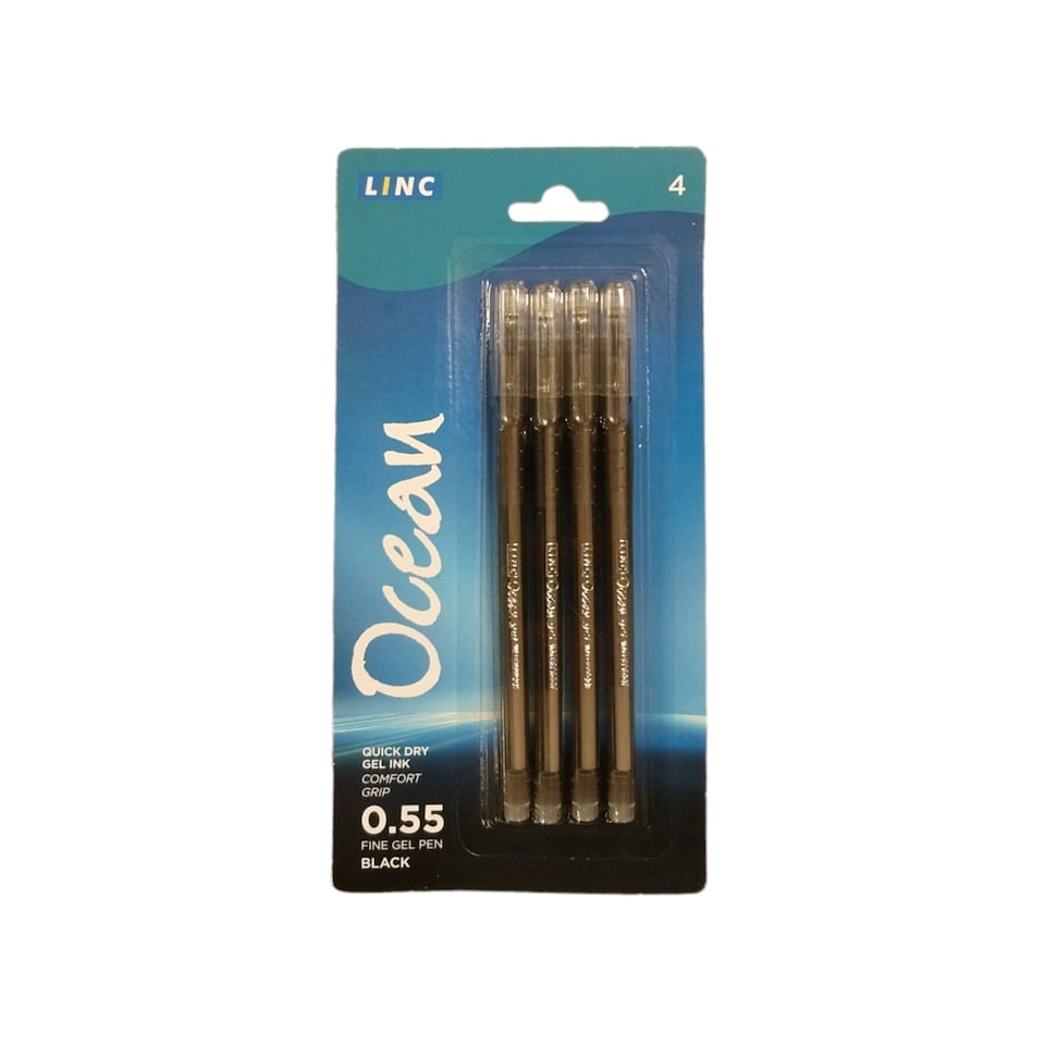 Pack of 4 Premium Linc Ocean Fine Black Gel Pens