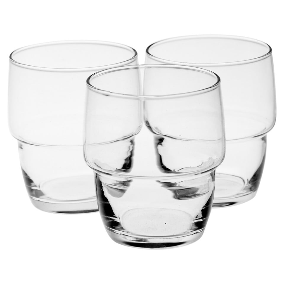 image 1 of Galata Short Whiskey Tumblers Tall Highball Drinking Glasses Stackable Set | Clear | Clear | Short Set of 12