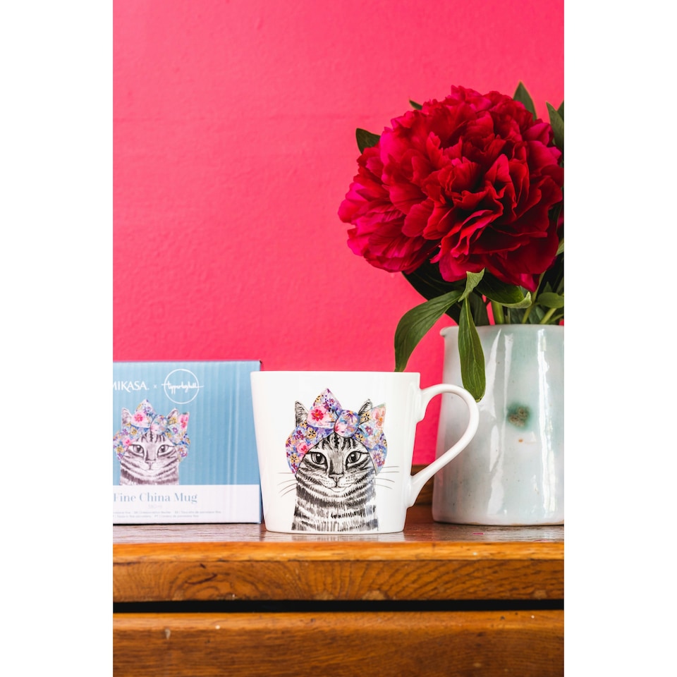 image 1 of Mikasa x Tipperleyhill Cat Print Porcelain Mug, 380ml Multi