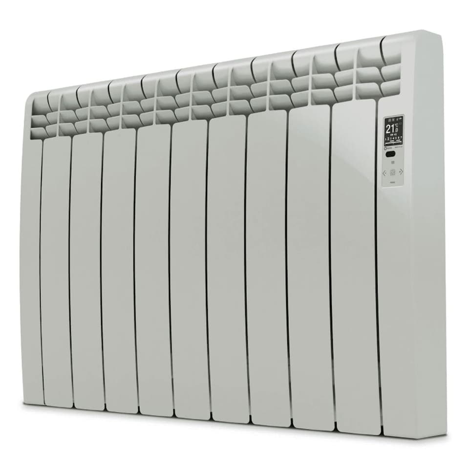image 1 of 675mm (W) x 585mm (H) - Light Grey Wi-Fi Electric Oil Filled Radiator (Barcelona) - 770 Watts - Depth 97mm - Heats Up To 7m²