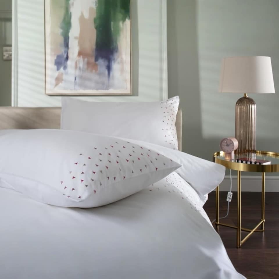 image 1 of Triangles Cotton Duvet Set with Embroidered