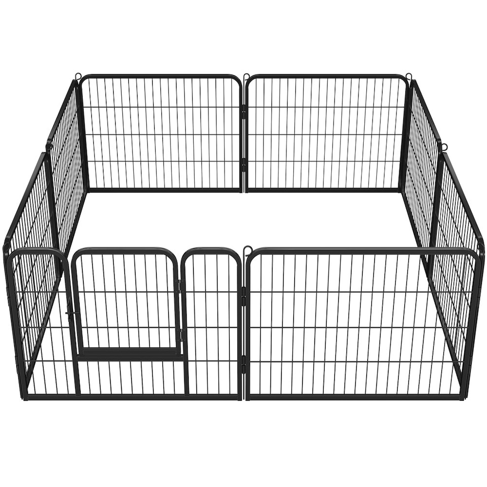 image 1 of Yaheetech 8 Metal Dog Playpen Panels, 80 × 60 cm Black