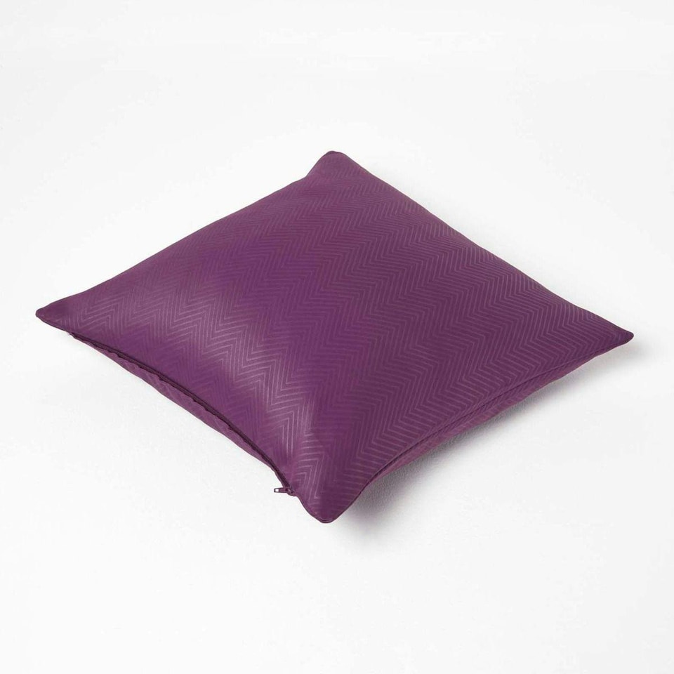 image 1 of Homescapes Aubergine Herringbone Chevron Cushion Cover - 45 x 45 cm | Purple | Aubergine | 45 x 45 cm