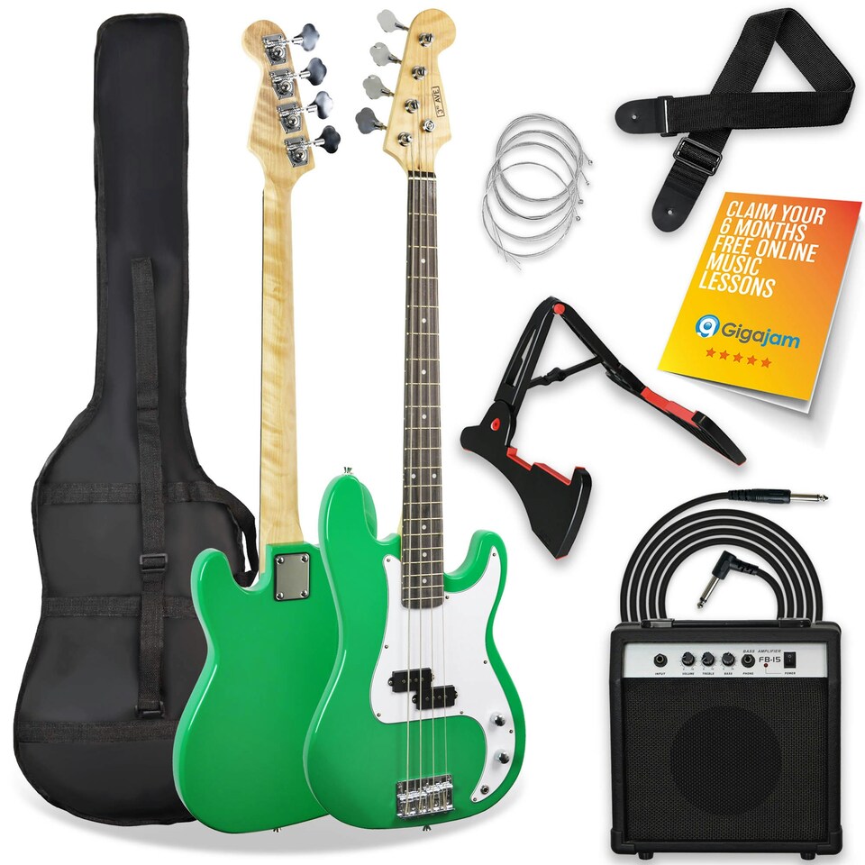 image 1 of 3rd Avenue Electric Bass Guitar Pack with Amp White
