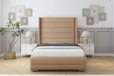 Sloomy Sterling Latte Dumfries Bed Frame With 50" Upholstered Wingback Headboard 3' Single