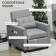 image 4 of HOMCOM Pull Out Chair Bed, Sleeper Chair with Pillow Light Grey