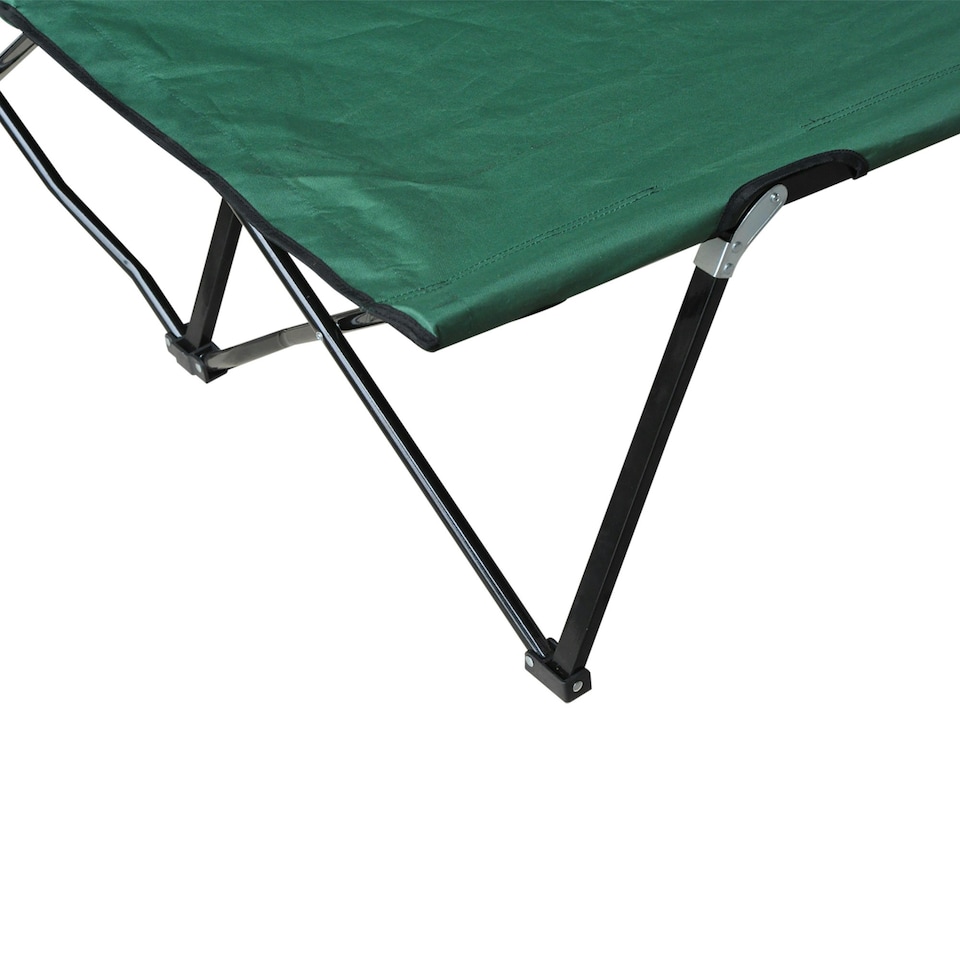 image 1 of Outsunny Double Camping Folding Cot Outdoor Portable Sleeping Bed, Green